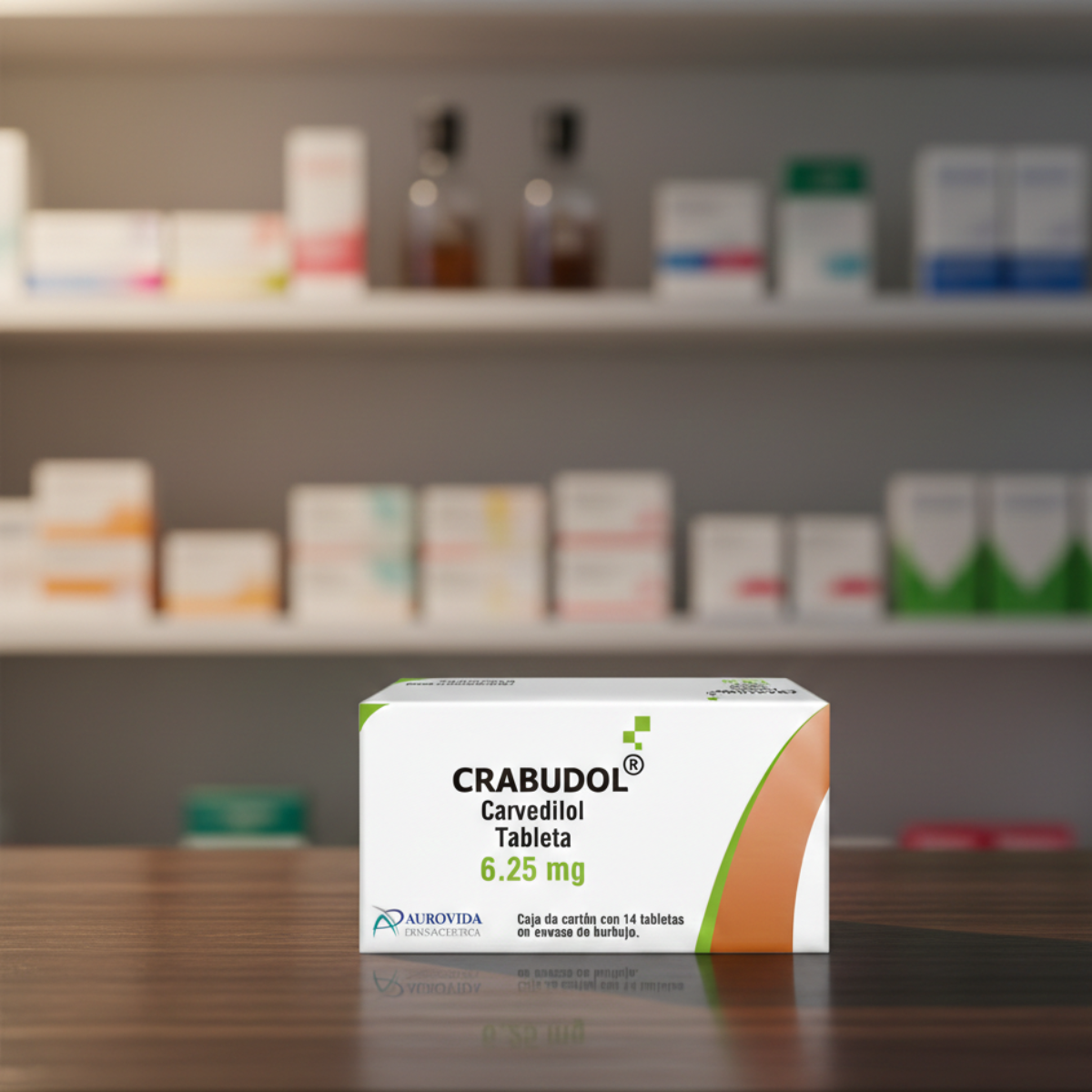 Crabudol Carvedilol 6.25 mg Caja con 14 Tabletas Aurovida