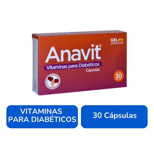 Anavit Vitaminas Para Diabéticos Caja Con 30 Cápsulas Gelpharma