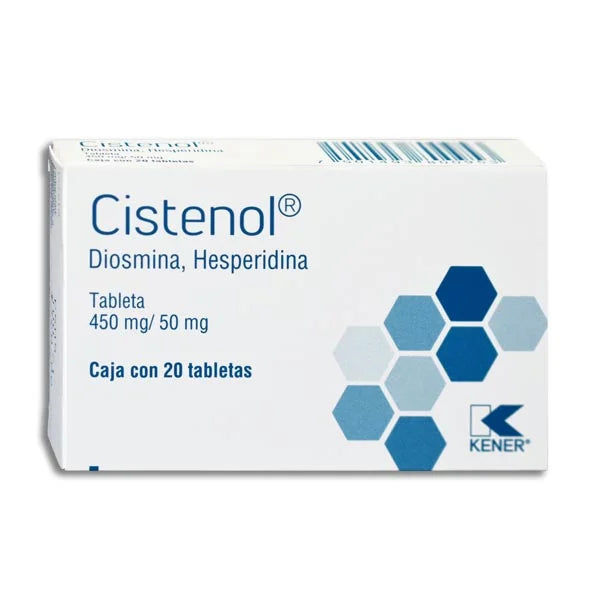 Kener Cistenol Diosmina / Hesperidina 450 mg / 50 mg Caja con 20 Tabletas
