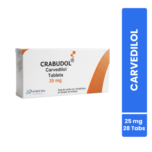 Crabudol Carvedilol 25 mg Caja con 28 Tabletas Aurovida