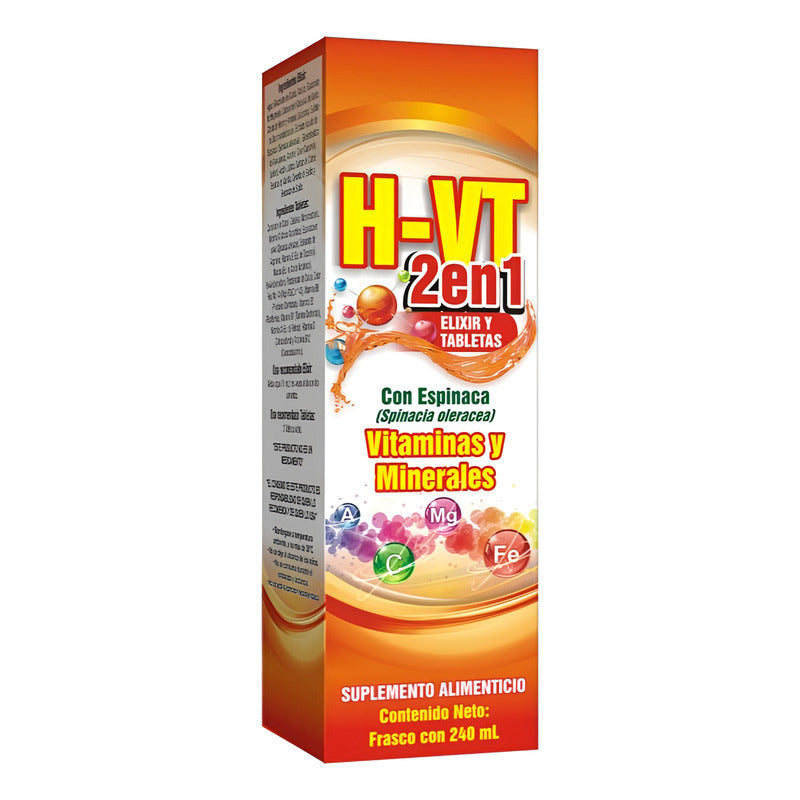 H-VT 2 en 1 Elixir y Tabletas Frasco con 240 Ml y Frasco con 16 Tabletas de 500 mg Natutech
