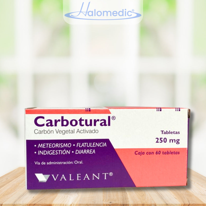 Carbotural Carbon Vegetal Activado 250mg Valeant 60 Tabs