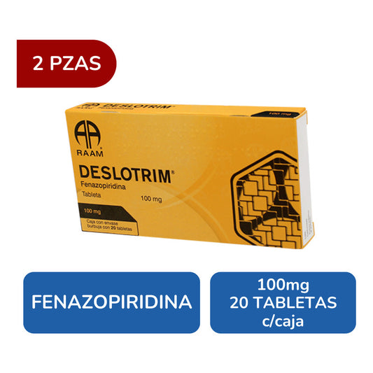 Deslotrim Fenazopiridina 100 Mg 2 Cajas 20 Tabletas C/u Raam