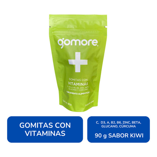 Gomore Gomitas Con Vitaminas, C, D3, A, B2, B6, Zinc Kiwi