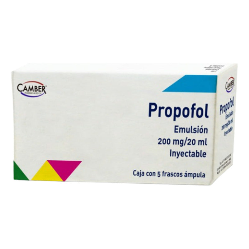 Propofol Emulsión 200mg/20ml Caja Con 5 Frascos Camber