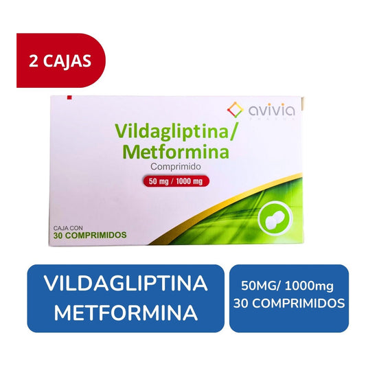 Avivia 2 Pack Vildagliptina / Metformina 50mg/1000mg 30 Tabs