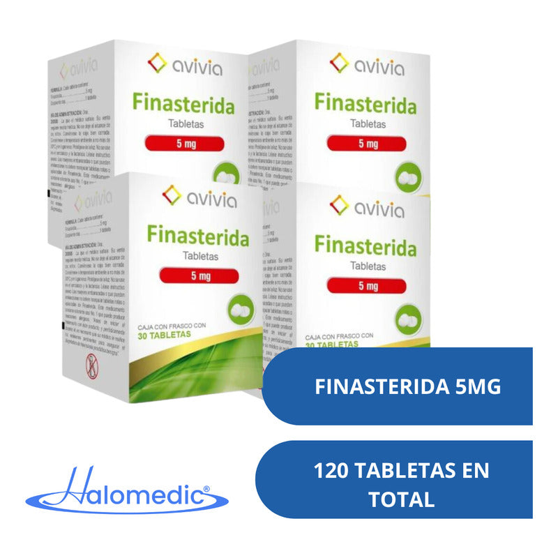 Avivia Finasterida 5mg 4 Frascos Con 30 Tabletas C/u