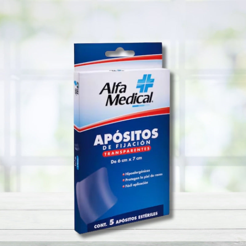 Alfa Medical Apósitos De Fijación Transparente 6x7 Cm 5 Pzas