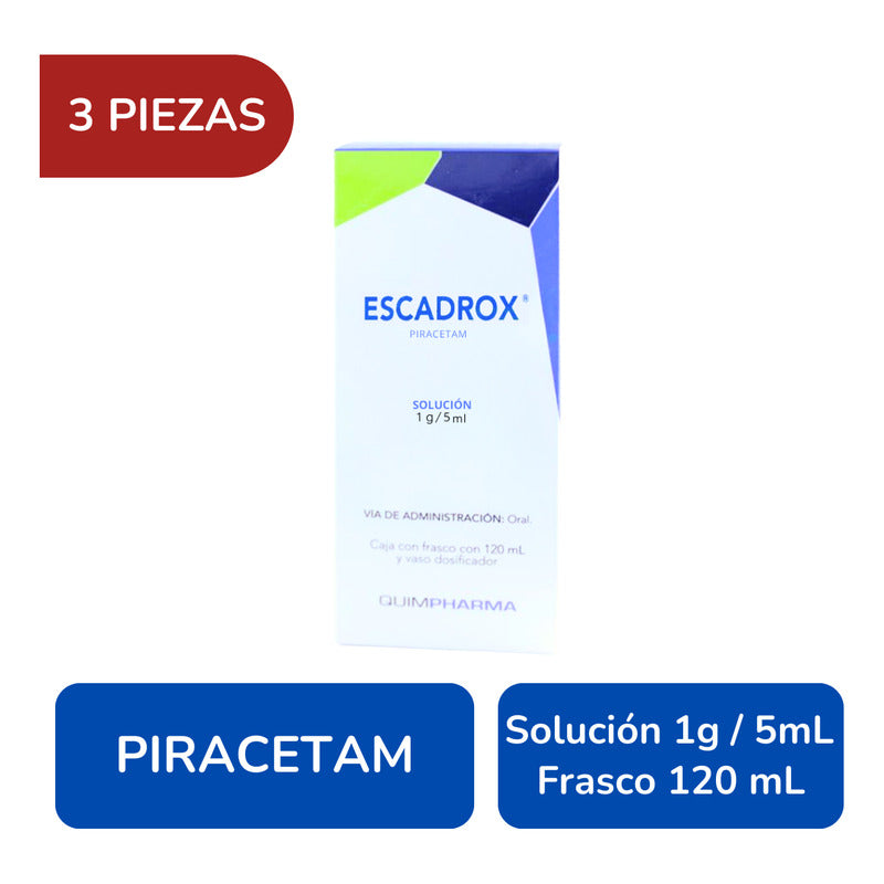 Escadrox Piracetam 1 G / 5 Ml Solución 3 Frascos De 120 Ml