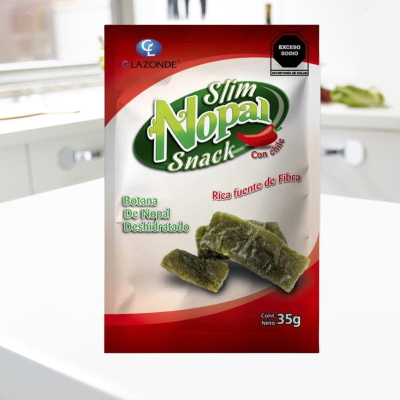 Slim Nopal Snack Con Chile 3 Bolsas Con 35 G C/u