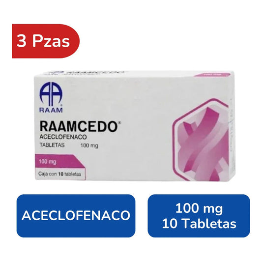 Raamcedo Aceclofenaco 100 Mg 3 Cajas Con 10 Tabletas C/u