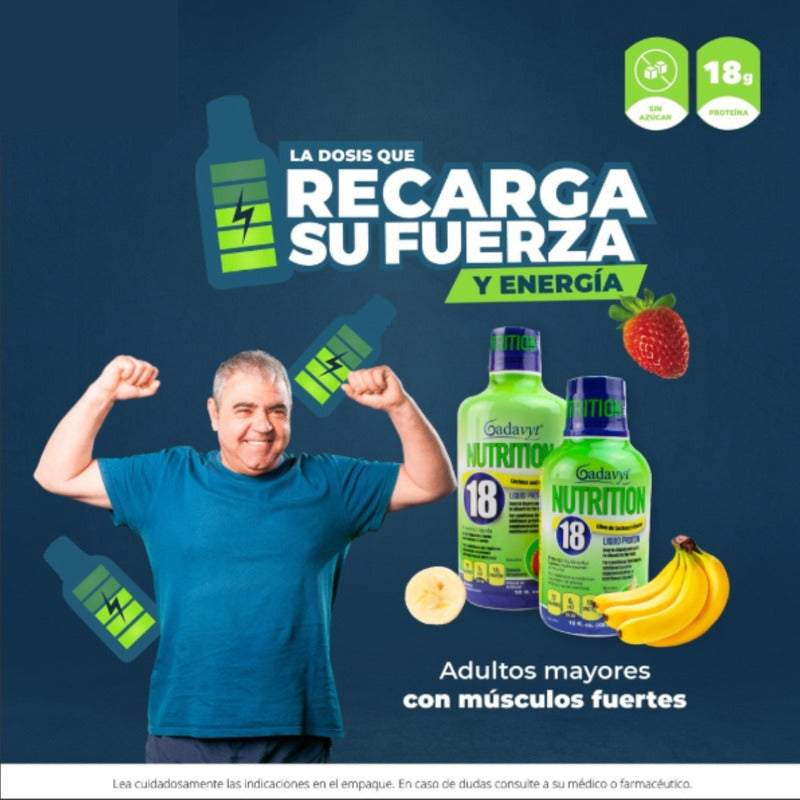 Gadavyt Nutrition 18 Sabor Banana Fresa 480 Ml Suplemento Banana/fresa