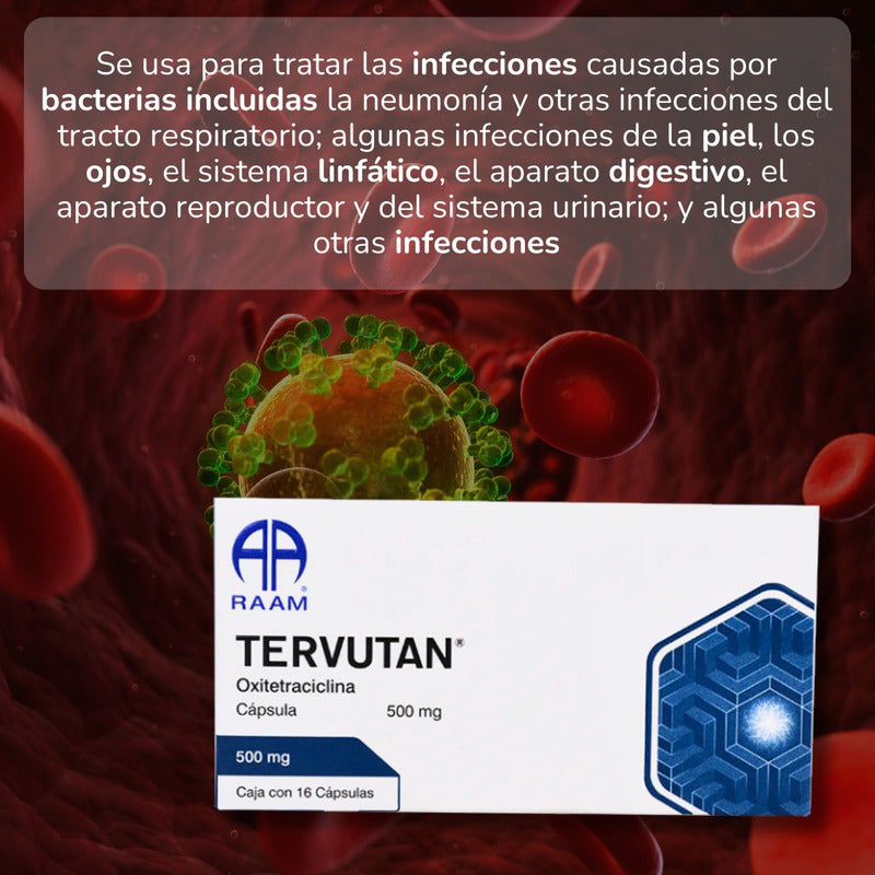 Tervutan Oxitetraciclina 500 Mg Caja Con 16 Cápsulas