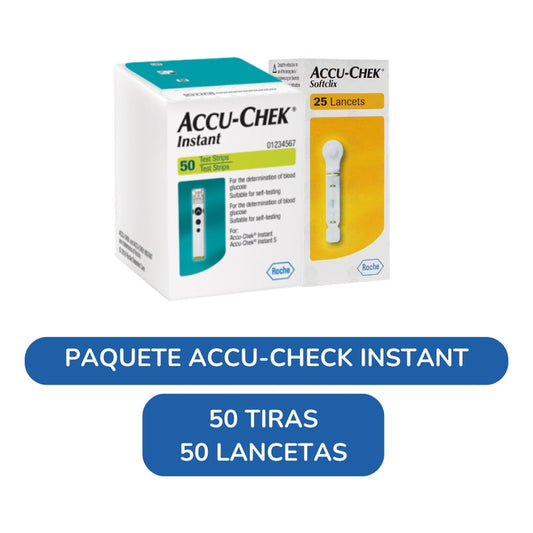 Paquete Accu - Chek Instant 50 Tiras Y 25 Lancetas