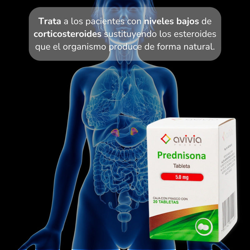 Prednisona 5 Mg 8 Frascos Con 20 Tabletas C/u Avivia