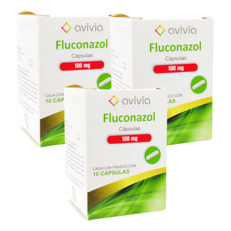 Fluconazol 100 Mg Avivia 3 Cajas Con 10 Capsulas C/u