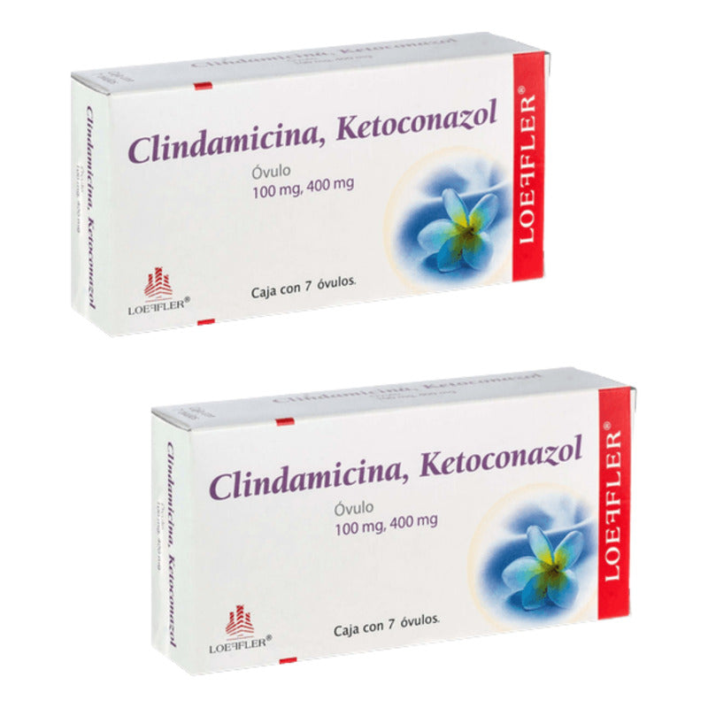 Clindamicina Ketoconazol 100/400 Mg 2 Cajas C/ 7 Óvulos C/u