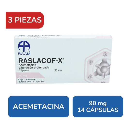 Raslacof-x Acemetacina 90 Mg 3 Cajas 14 Cápsulas Raam
