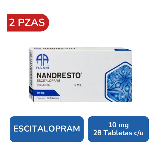 Nandresto Escitalopram 2 Cajas 10 Mg, 28 Tabletas Raam