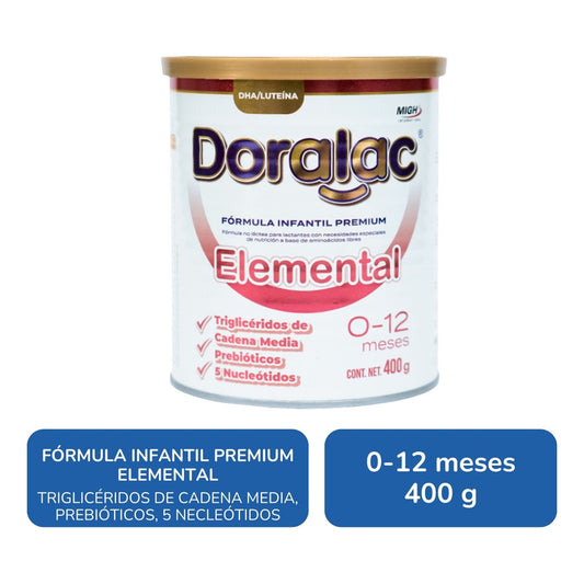 Doralac Elemental Fórmula Infantil Premium 400g 0 - 12 Meses Sin Sabor