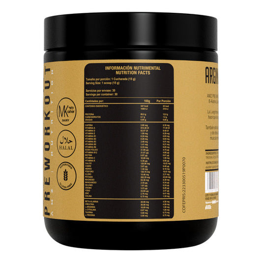 Pre Entreno Amz Pre Workout 450gr 30 Servicios Sabor Ponche De Frutas