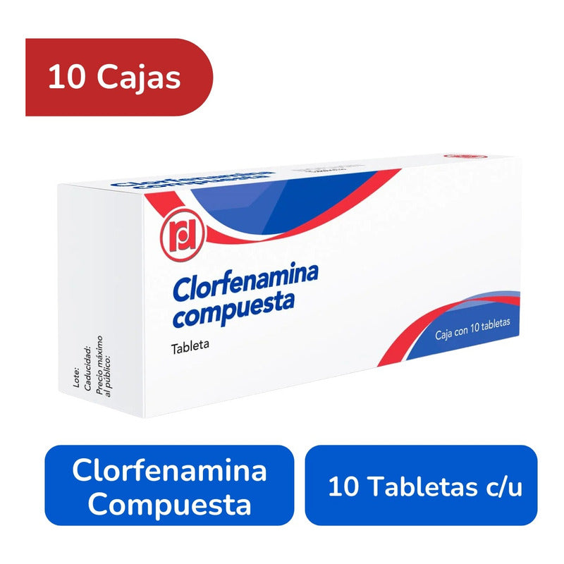 Clorfenamina Compuesta 500mg 10 Cjas 10 Tabletas C/u Randall