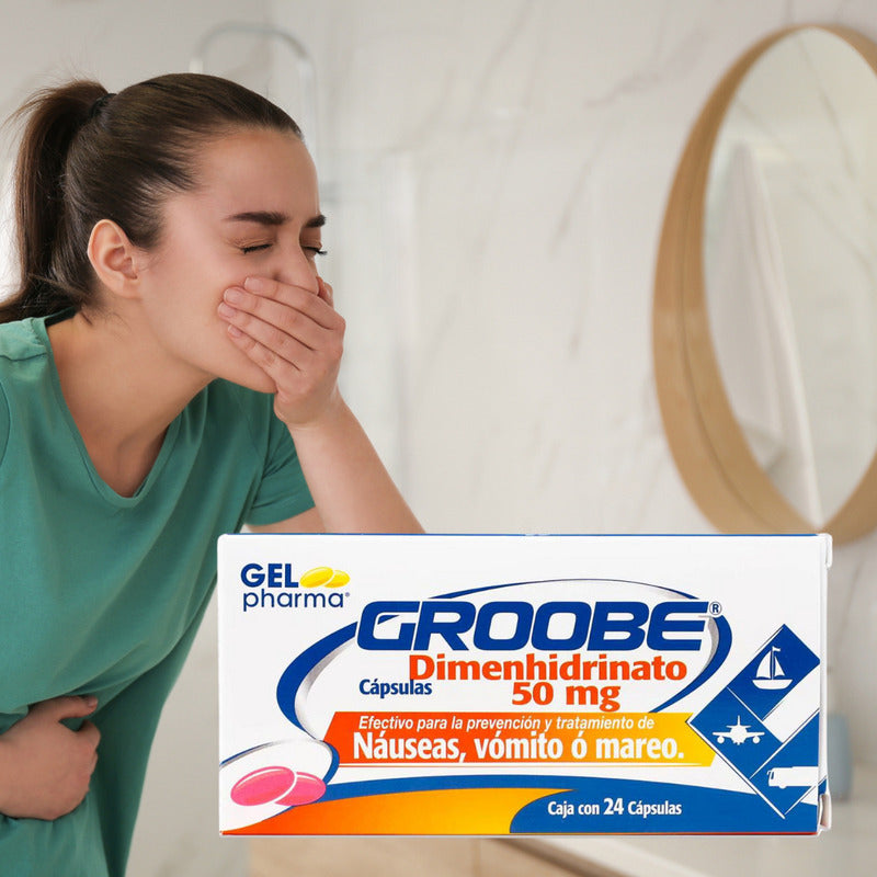 Groobe 2 Cjs Con 24 Caps C/u Dimenhidrinato 50 Mg Gel Pharma