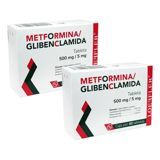 Metformina Glibenclamida 500 Mg / 5 Mg 2 Cajas 40 Tabs C/u