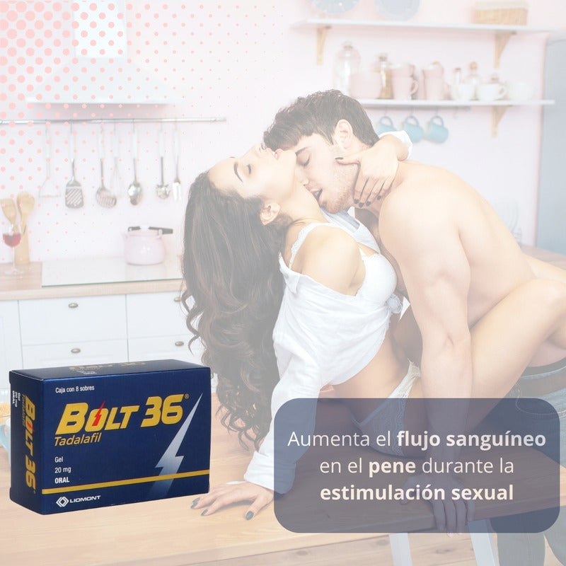 Tadalafil Bolt 36 2 Cajas Con 2 Sobres De Gel De 20 Mg C/u