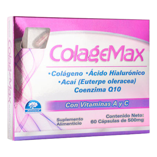 Colagemax Colágeno 500 Mg 60 Cápsulas Suplemento Natutech N/a