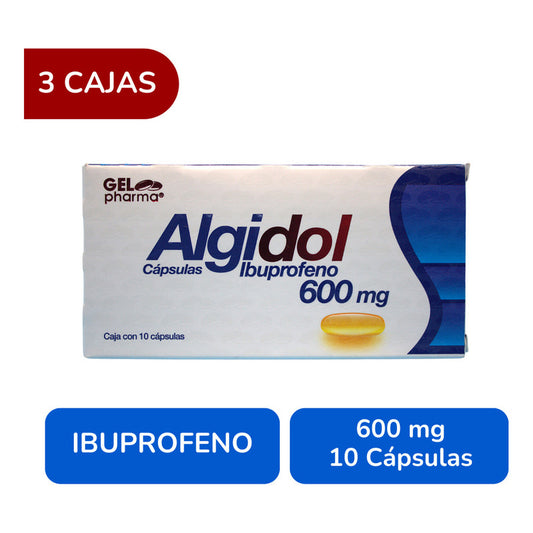 Algidol 3 Cjs Con 10 Caps C/u Ibuprofeno 600 Mg Gel Pharma