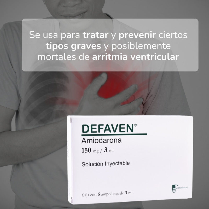 Defaven Amiodarona 150mg/3ml 6 Amp. Inyectables Farmadextrum