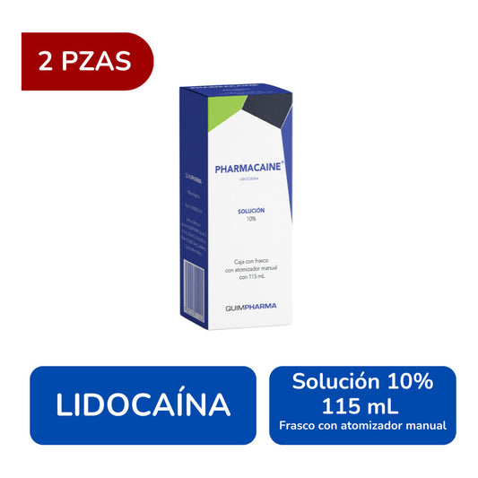 Pharmacaine Solución 10% 2 Frascos De 115 Ml Con Atomizador