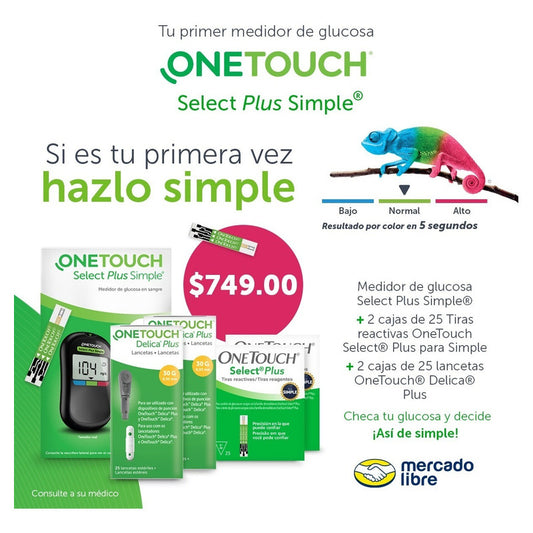 Glucómetro Onetouch Select Plus Simple 50 Tiras 50 Lancetas Negro