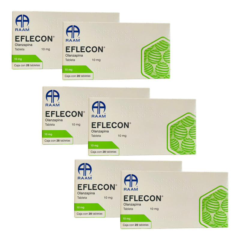 Eflecon Olanzapina 10 Mg 6 Cajas Con 28 Tabletas C/u Raam