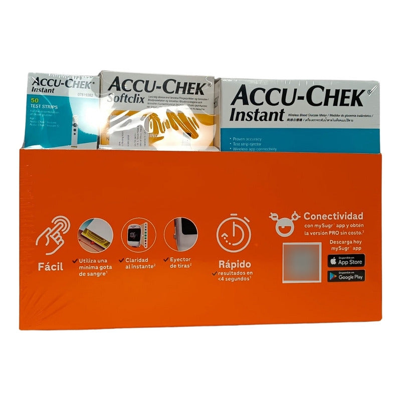 Glucometro Accu-check Instant Kit Con 50 Tiras Y 25 Lancetas Verde