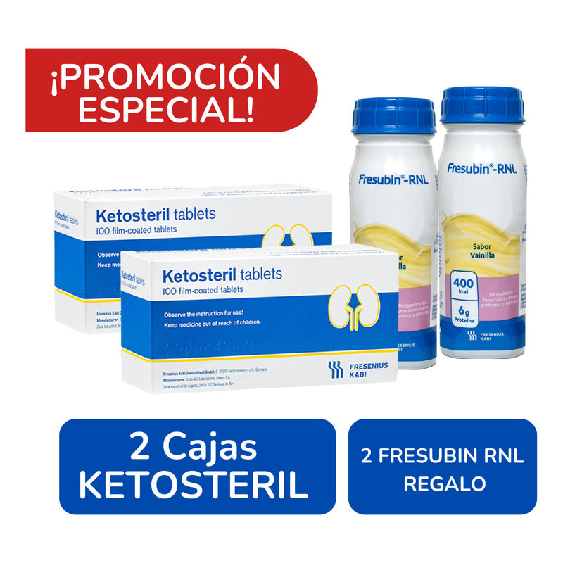 Ketosteril 630mg 2cajas 100tabletas C/u Fresenius Kabi Sin Sabor