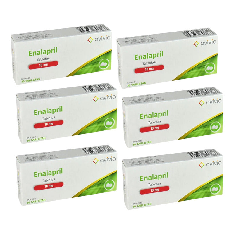 Enalapril 10 Mg 6 Cajas Con 30 Tabletas C/u Avivia