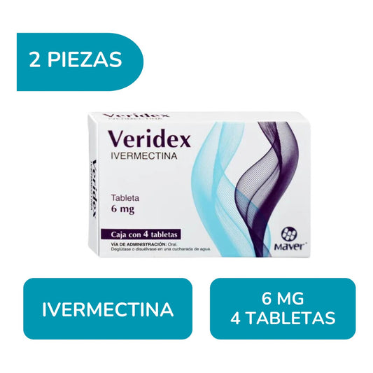 Veridex Ivermectina 6mg 2 Cajas Con 4 Tabletas Cada Una