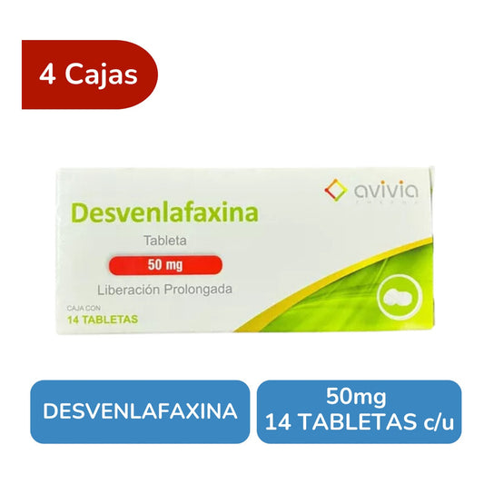 Desvenlafaxina 50 Mg 4 Cajas Con 14 Tabletas C/u Avivia