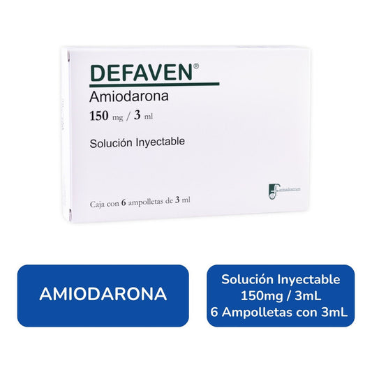 Defaven Amiodarona 150mg/3ml 6 Amp. Inyectables Farmadextrum