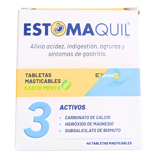Estomaquil Exper3, 40 Tabletas Masticables Sabor Menta