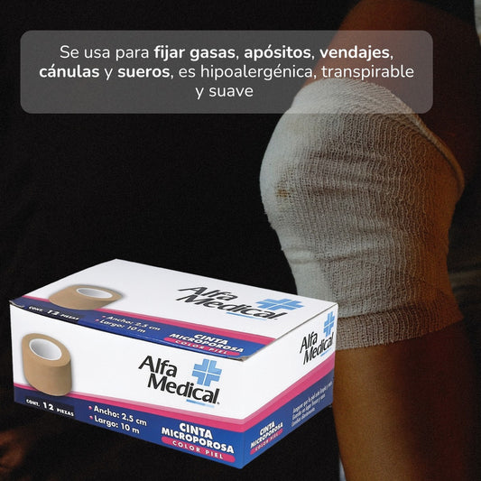 Alfa Medical Cinta Microporosa Color Piel 12 Piezas