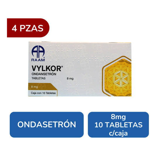 Vylkor Ondansetrón 8 Mg 4 Cajas Con 10 Tabletas C/u Raam
