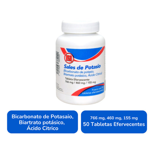 Sales De Potasio, Bicarbotano Potasio 50 Tabs Efervecentes