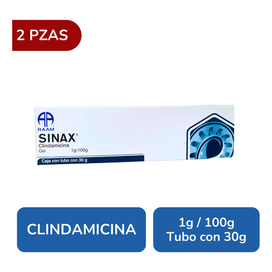 Sinax Clindamicina Gel 1g / 100g 2 Tubos Con 30 G C/u Raam
