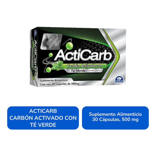 Acticarb Caja Con 30 Cápsulas De 500 Mg Natutech Sin Sabor