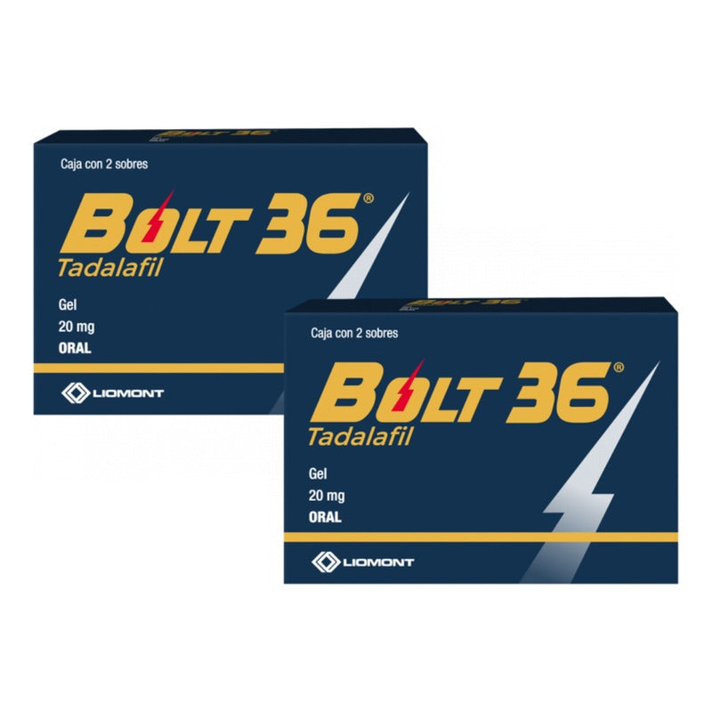 Tadalafil Bolt 36 2 Cajas Con 2 Sobres De Gel De 20 Mg C/u
