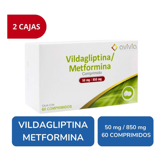 Vildagliptina / Metformina 50 Mg/850 Mg 2 Cajas 60 Tabs C/u