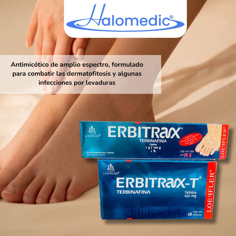 Pack Erbitrax Terbinafina 28 Tabletas 250 Mg + Crema 30 G